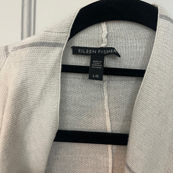 Eileen Fisher Gray Windowpane Plaid Open Cardigan - Picture 2 of 4